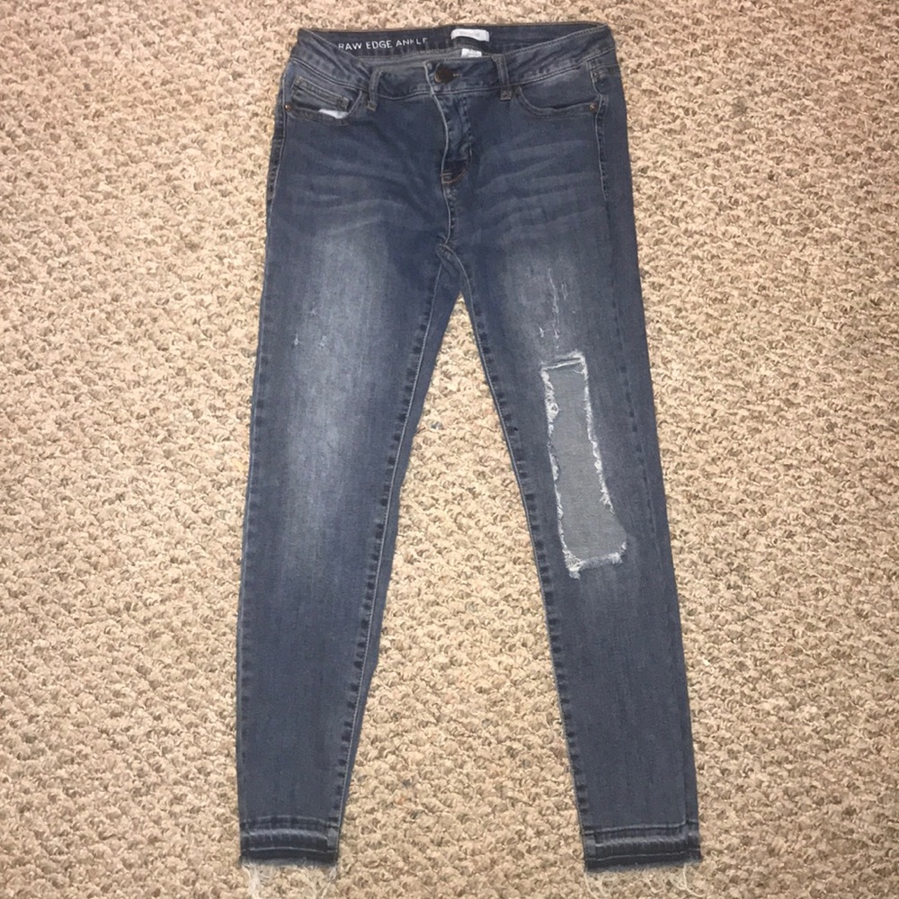 Raw Edged Distressed Skinny Jeans